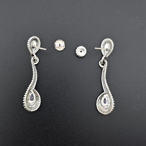 Carolyn Pollack Sterling Silver 925 Gemstone Dangle Earrings - Picture 3 of 7